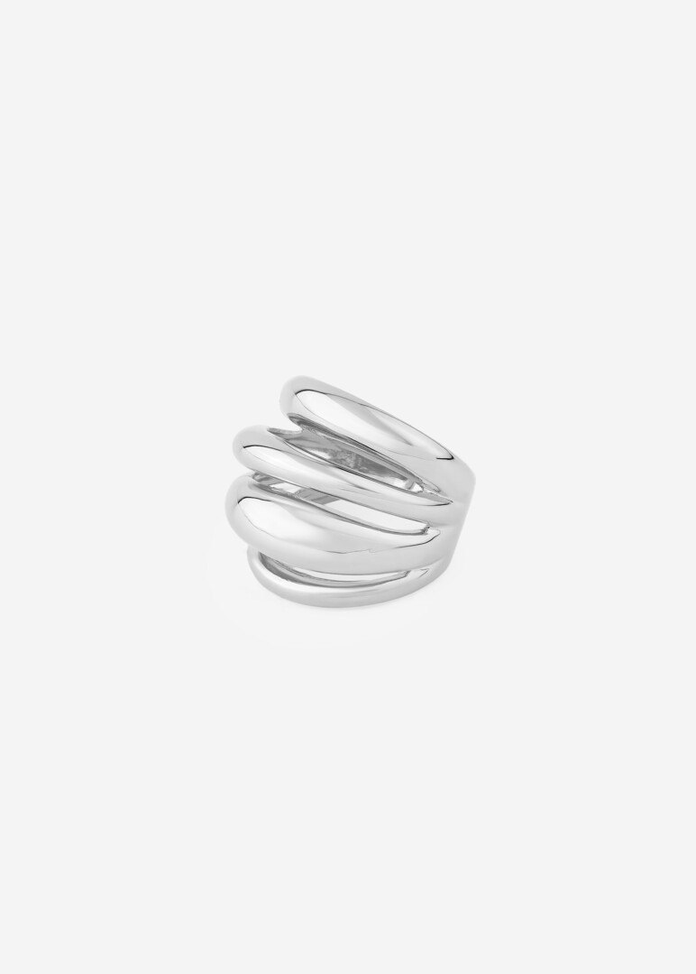 silver-tone ring with four stripes