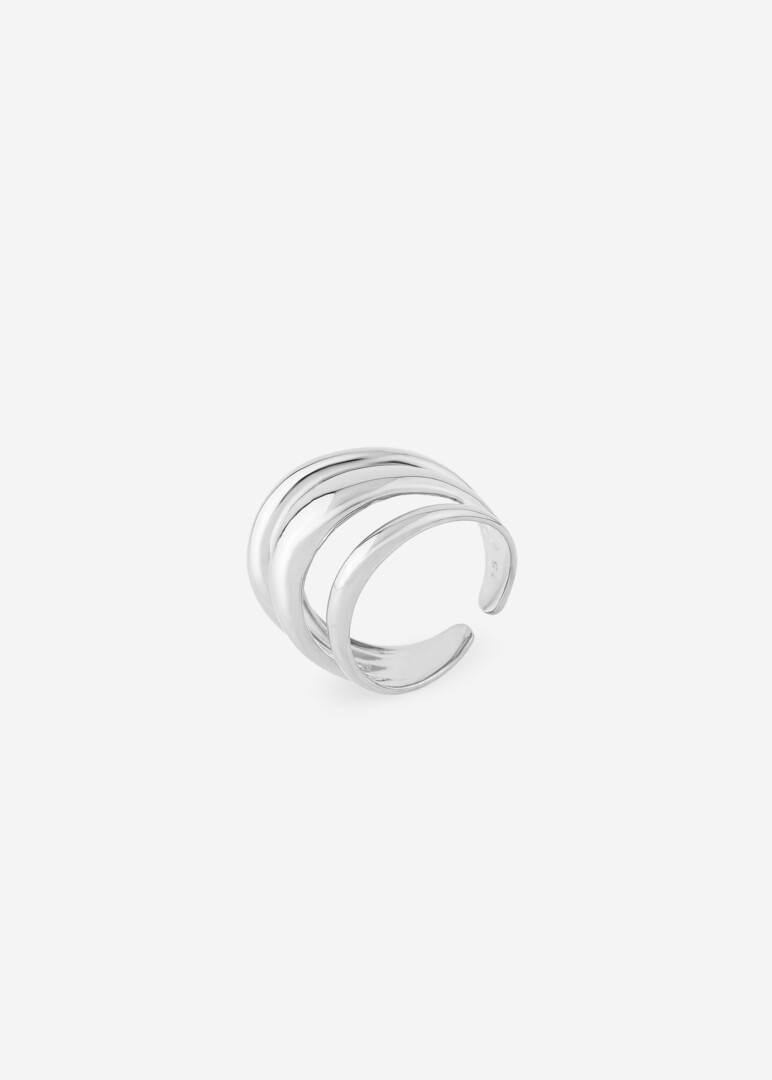 silver-tone ring with four stripes