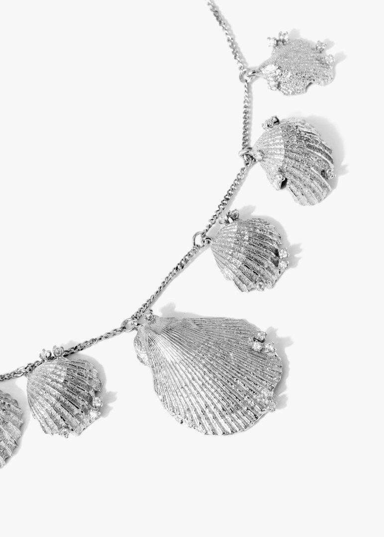 necklace made of silver with shells