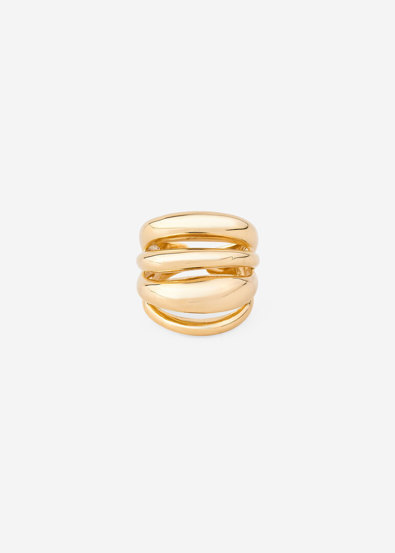 gold-tone ring with four stripes
