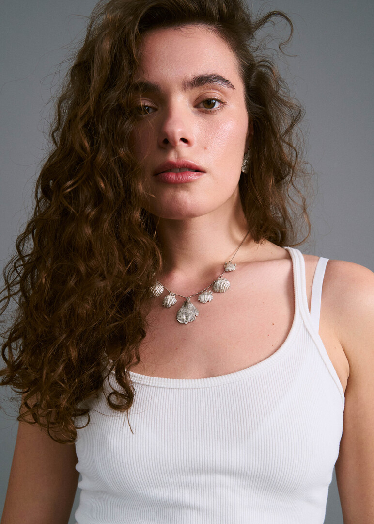 necklace made of silver with shells