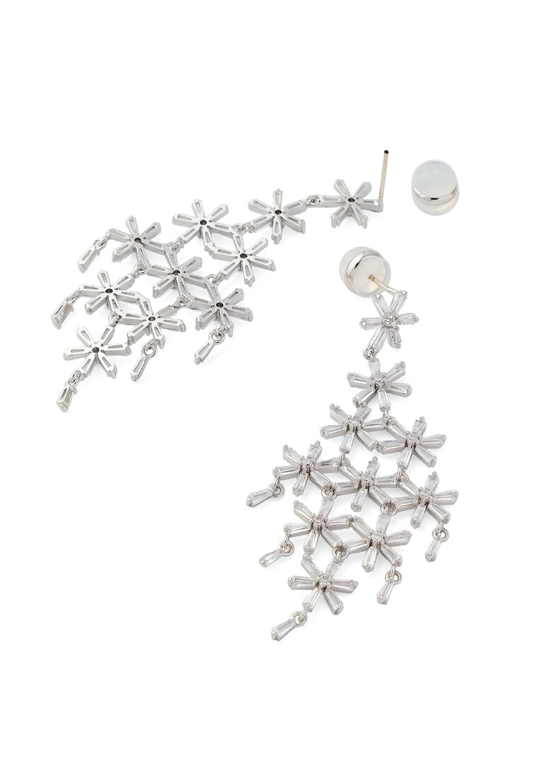 Silver earrings with crystal flowers