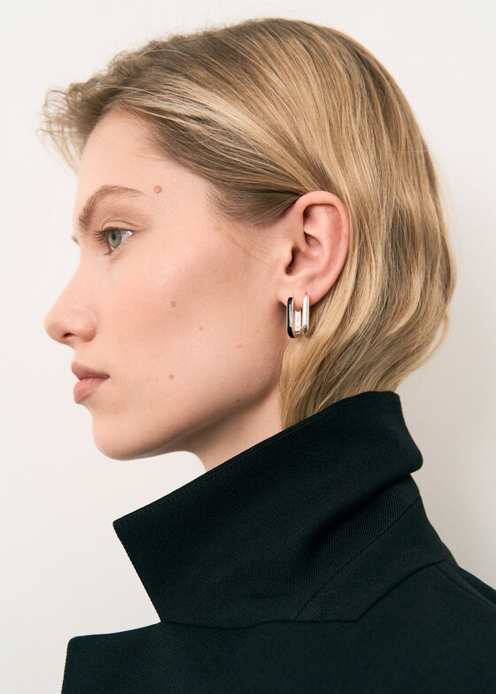 Серьги-кольца LUTA Jewelry Серьги-кольца из серебра с черной эмалью