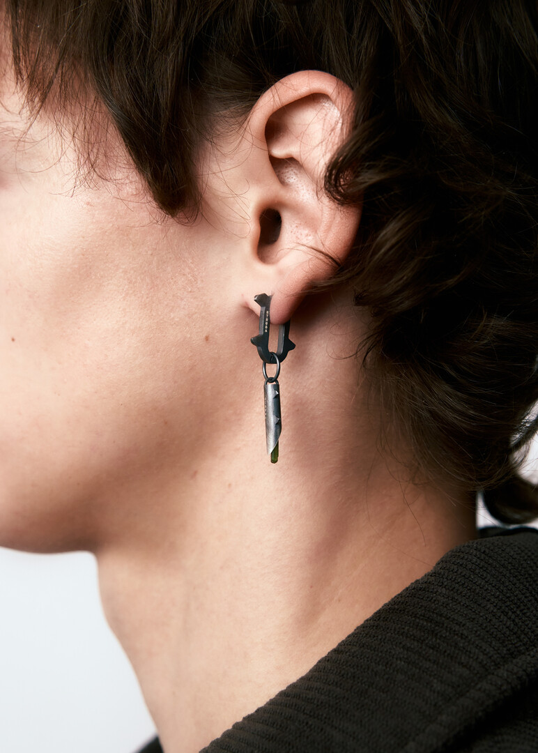 silver turquoise mono earring Thorn + Amulet Thorn Medium