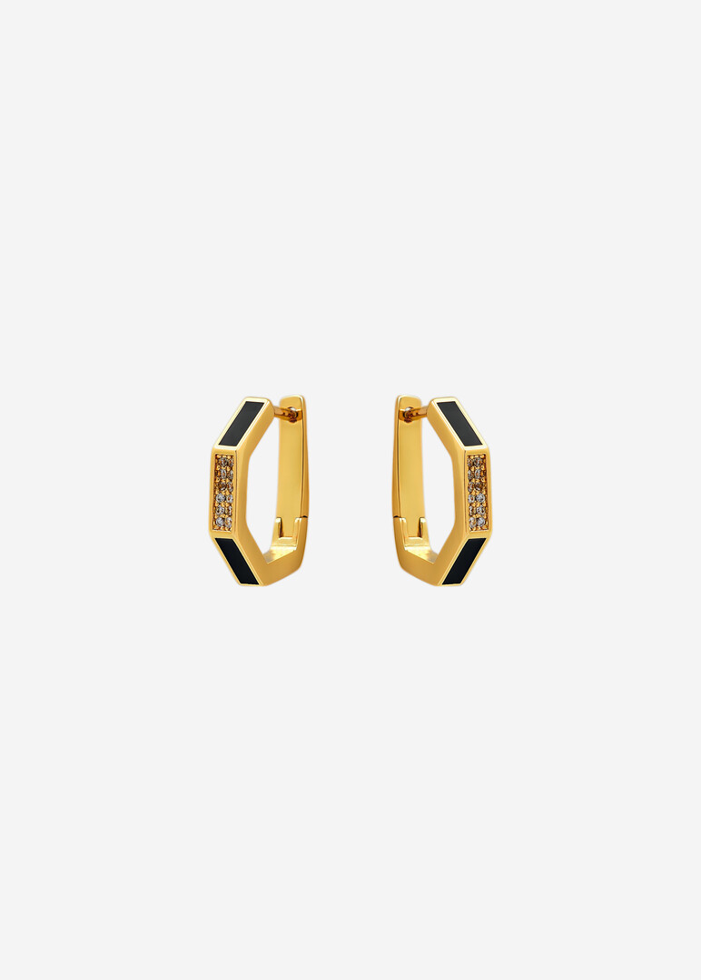 Earrings with enamel and stones, black