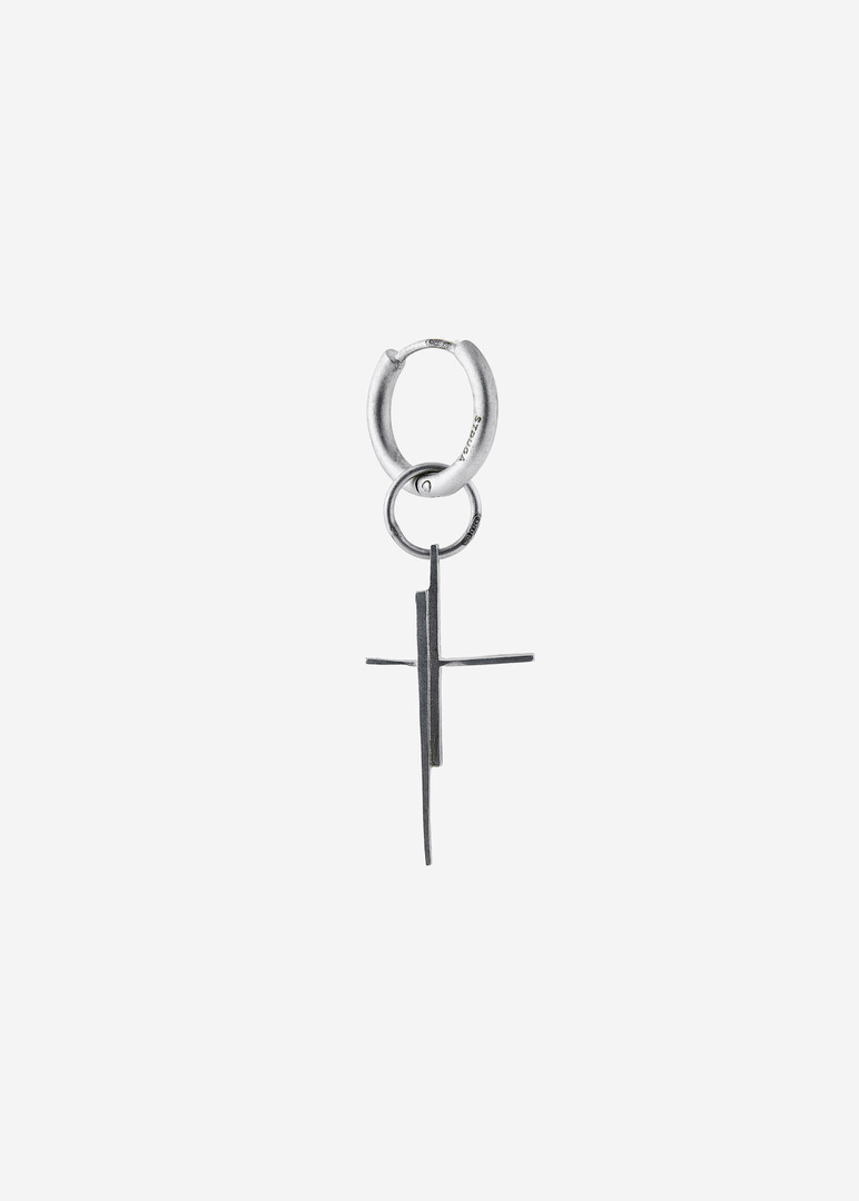 silver mono earring Thorn + Suprematism Cross