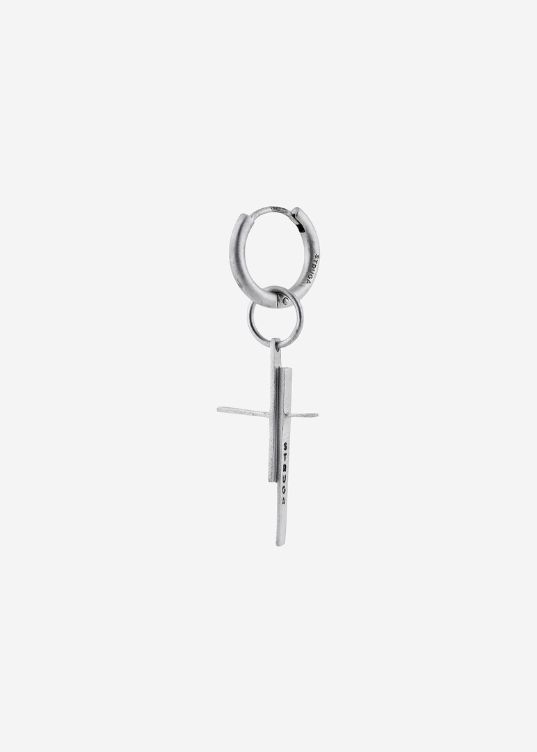 silver mono earring Thorn + Suprematism Cross