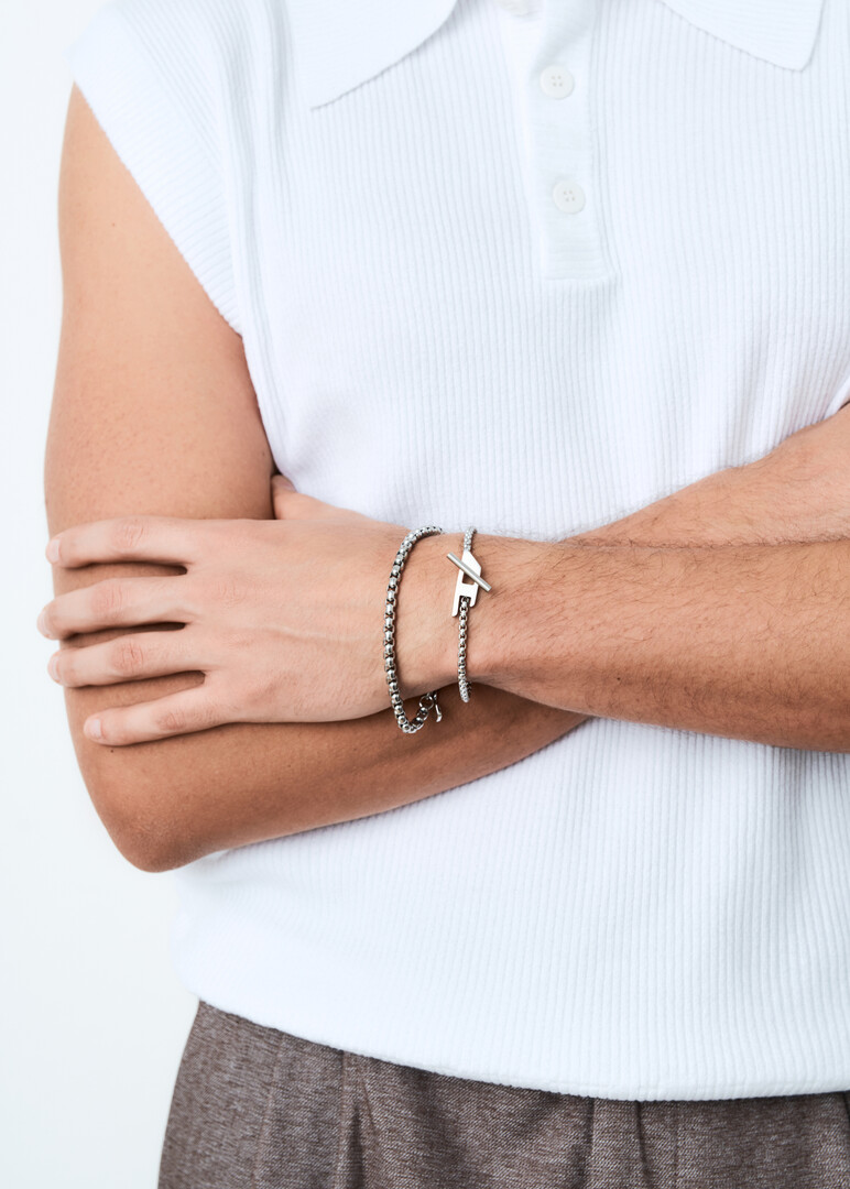 silver-tone chain bracelet Fossil