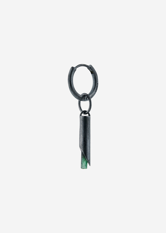 Моносерьги Struga Моносерьга из серебра с турмалином Classic + Amulet Tube Medium