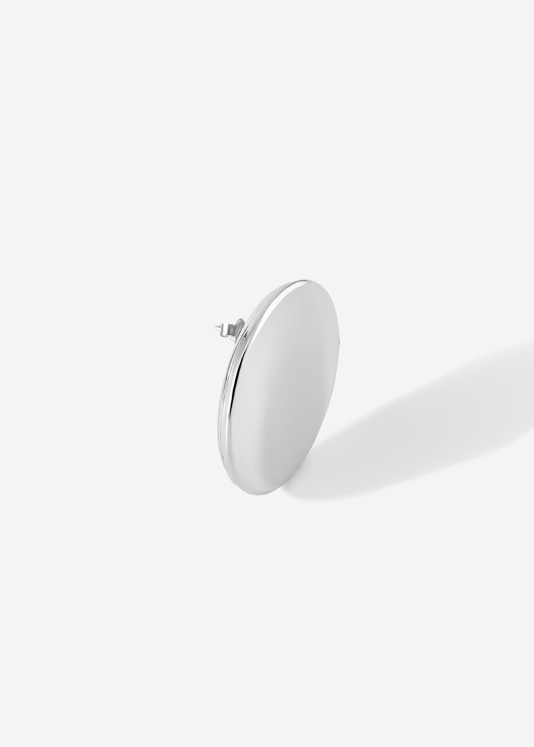 silver single earring «Badge»