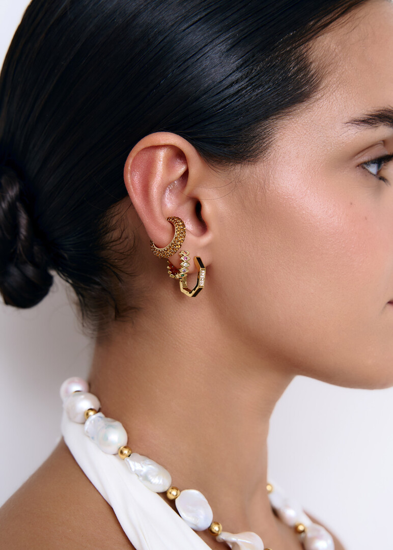 Gold-Plated Cuff with Brown Stones