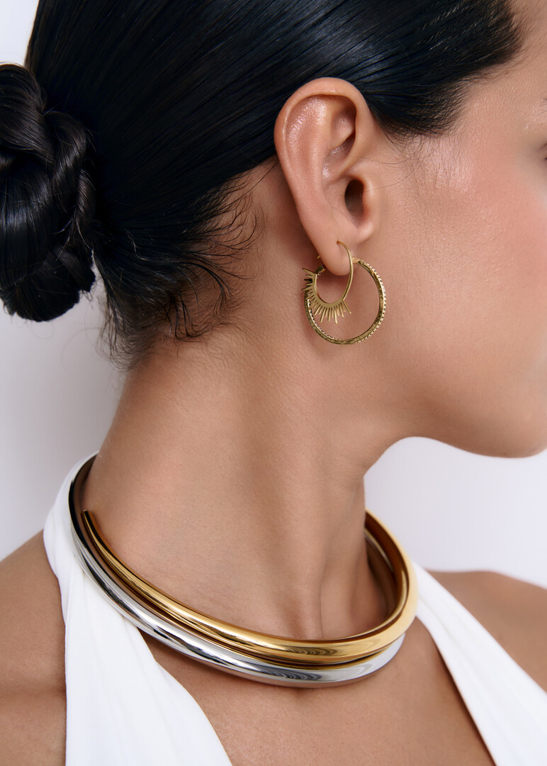 sun-shaped hoop earrings