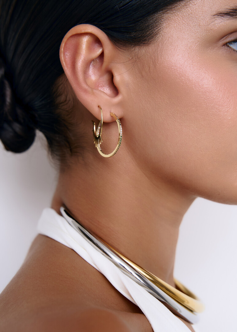 sun-shaped hoop earrings