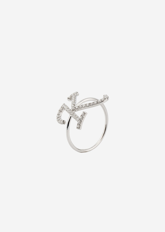 Акцентные кольца Adelya Jewellery Кольцо из золота с буквой K из бриллиантов