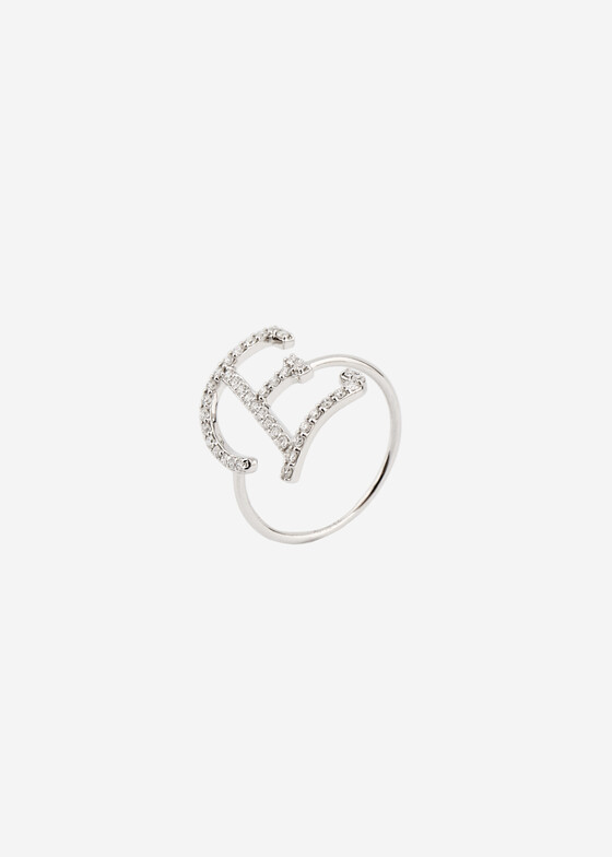 Акцентные кольца Adelya Jewellery Кольцо из золота с буквой E из бриллиантов
