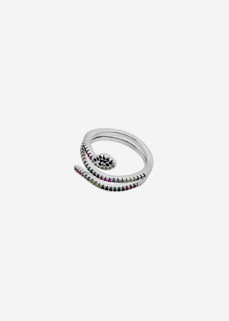 Rose gold snake Ring with Colorful Stones