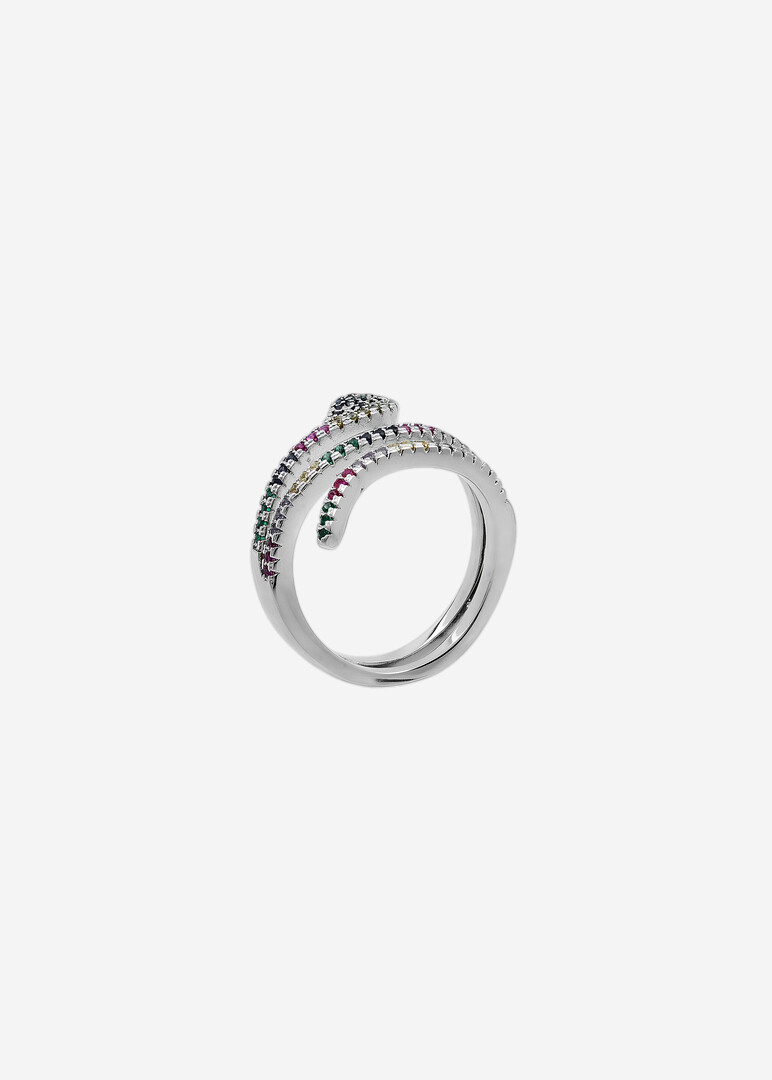 Rose gold snake Ring with Colorful Stones