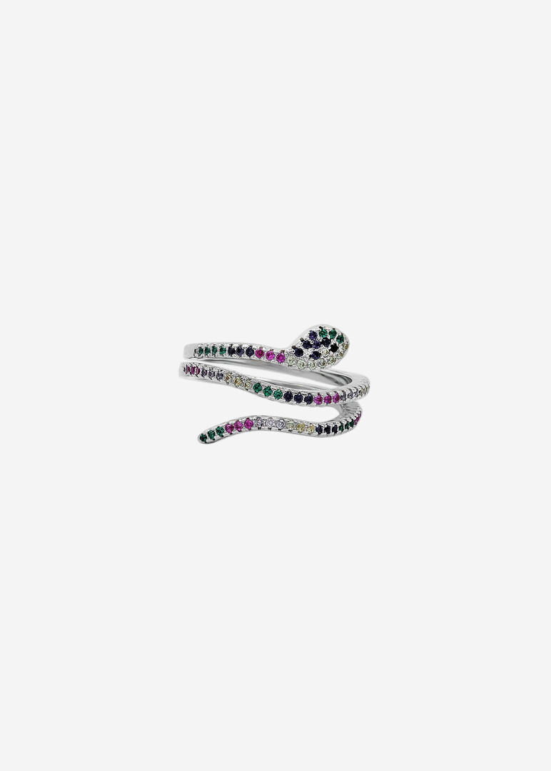 Rose gold snake Ring with Colorful Stones