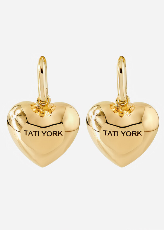 Серьги с подвесами TATI YORK Золотистые серьги  Gold Heart