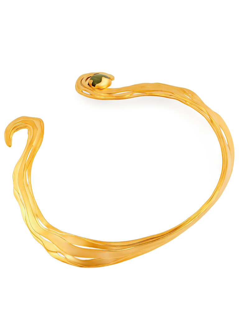 Gold Necklace with Green Sandstone