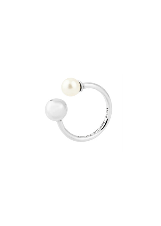 Открытые кольца Philippe Audibert Кольцо Dina glass pearl покрытое серебром