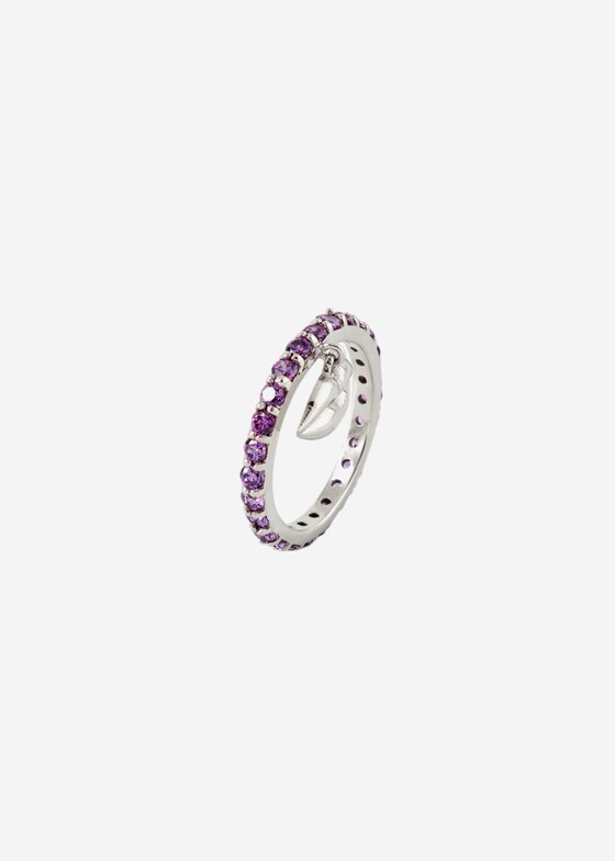 Тонкие кольца Dzhanelli Jewellery Кольцо из серебра с фианитом «Губы», коллекция GATHER LUCK