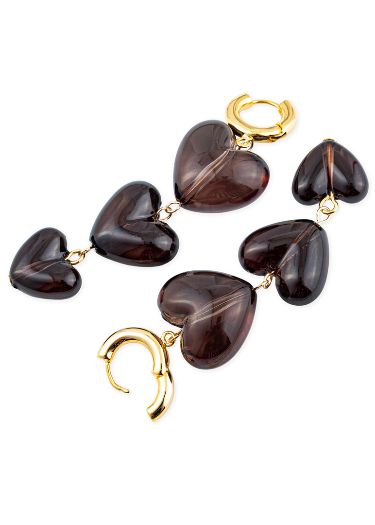Серьги из трех черных сердец