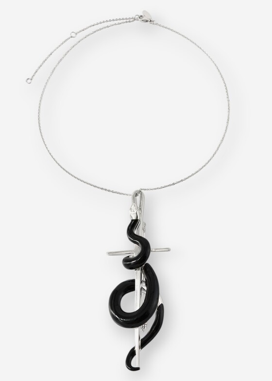 Акцентные колье Dzhanelli Jewellery Колье из серебра с эмалью «Меч со змеей», коллекция HUNGER