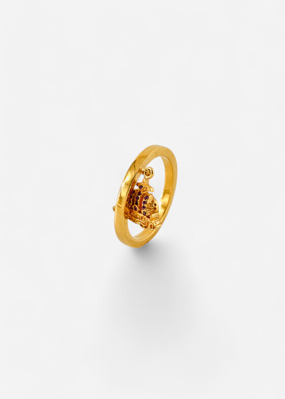Тонкие кольца Dzhanelli Jewellery Позолоченное кольцо из серебра с фианитами «Корона», коллекция GATHER LUCK