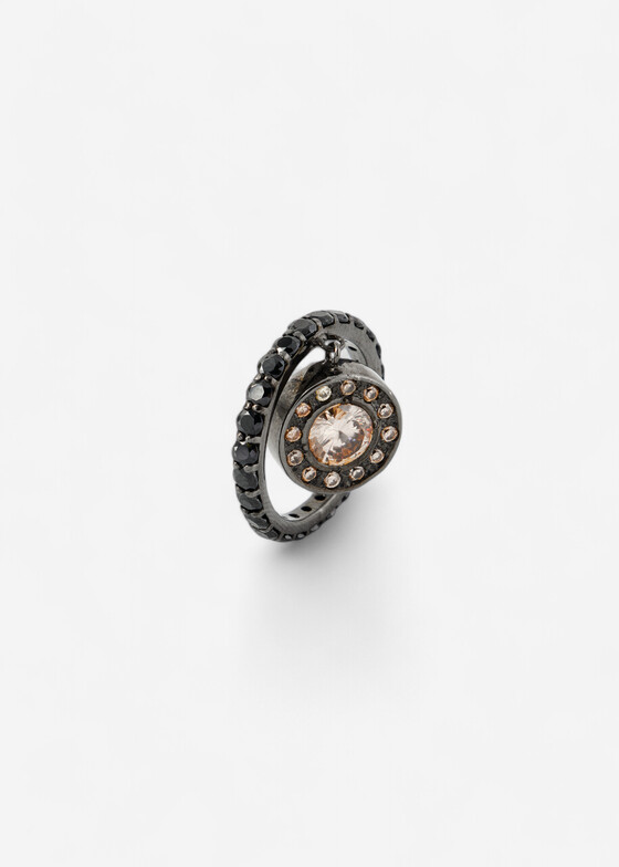 Акцентные кольца Dzhanelli Jewellery Кольцо из серебра с фианитами «Весеннее солнцестояние», коллекция GATHER LUCK