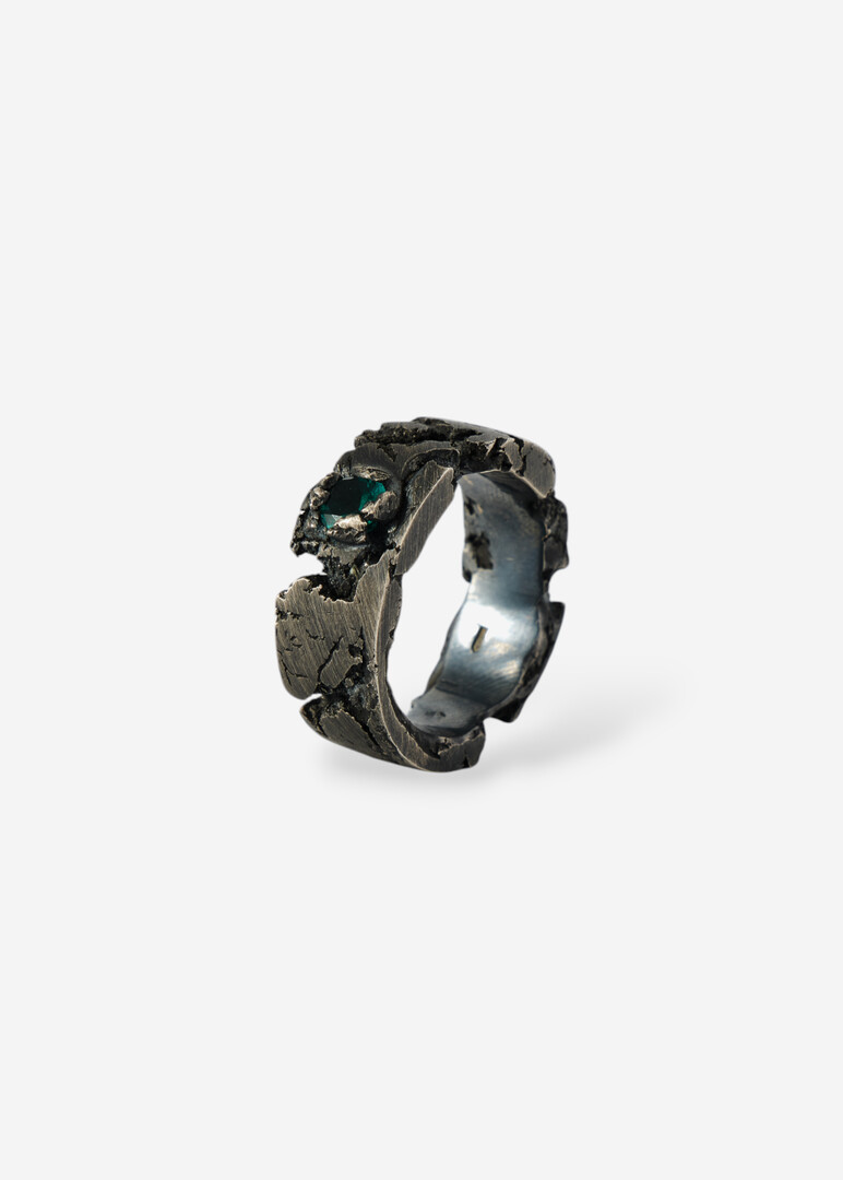Silver ring with crystal