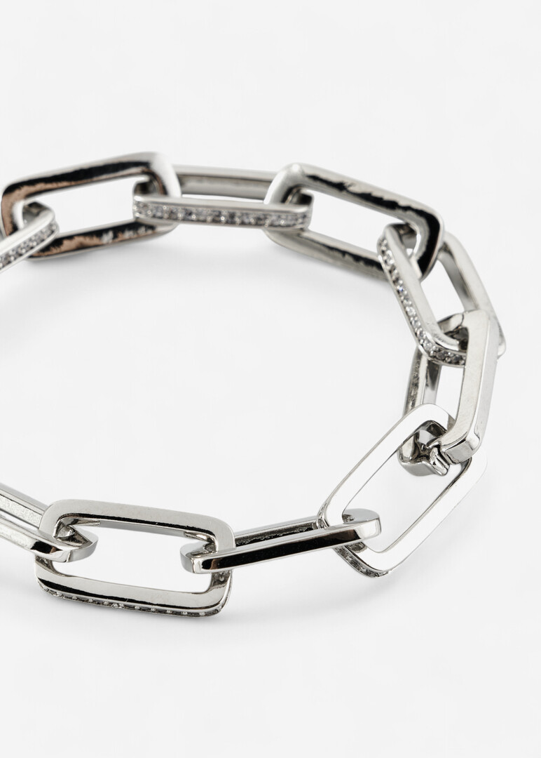 Silver bracelet with crystals
