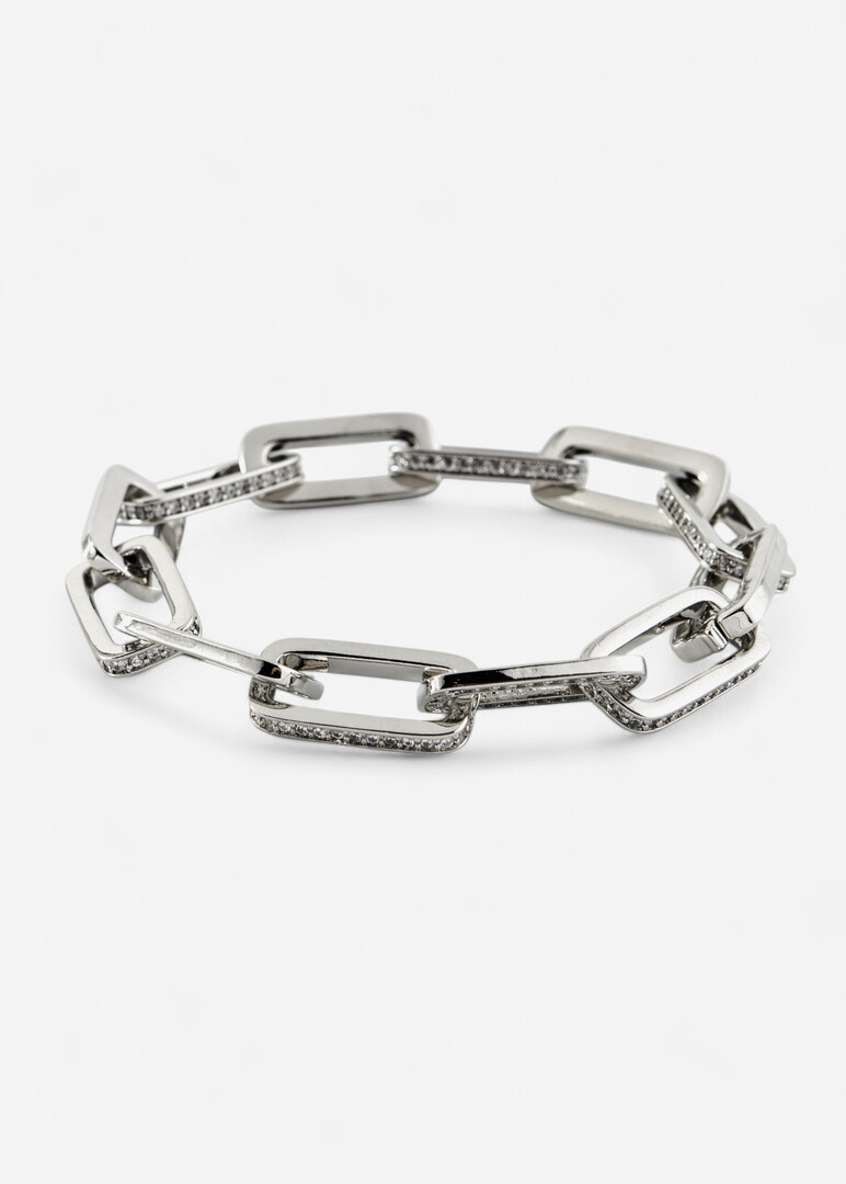 Silver bracelet with crystals