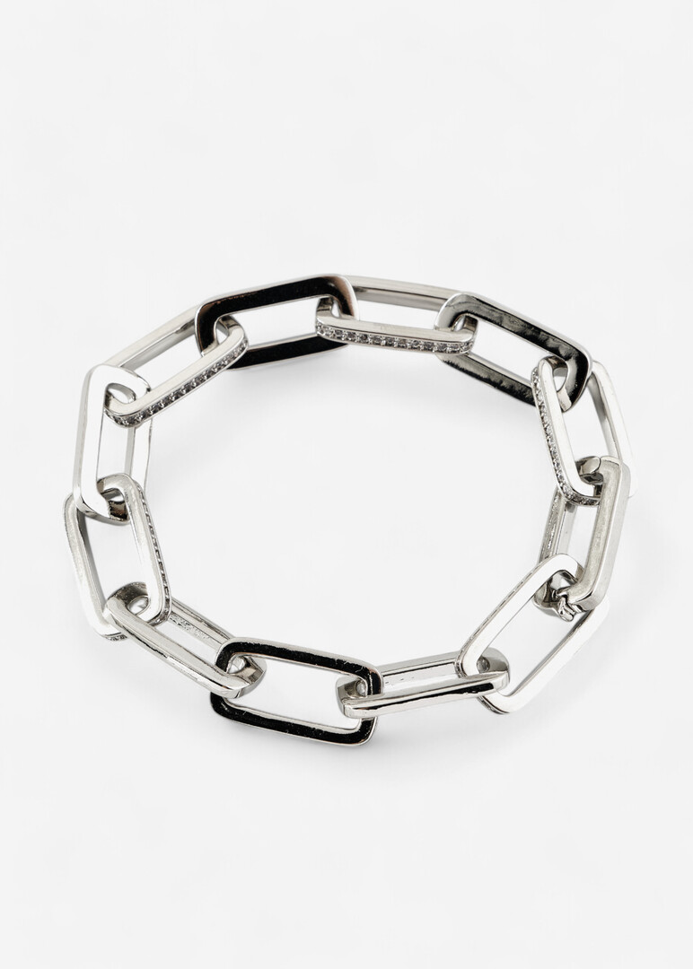 Silver bracelet with crystals