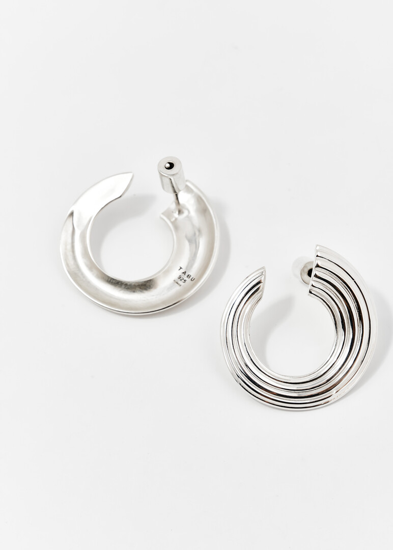 RIPPLE HORN Silver Hoop Earrings