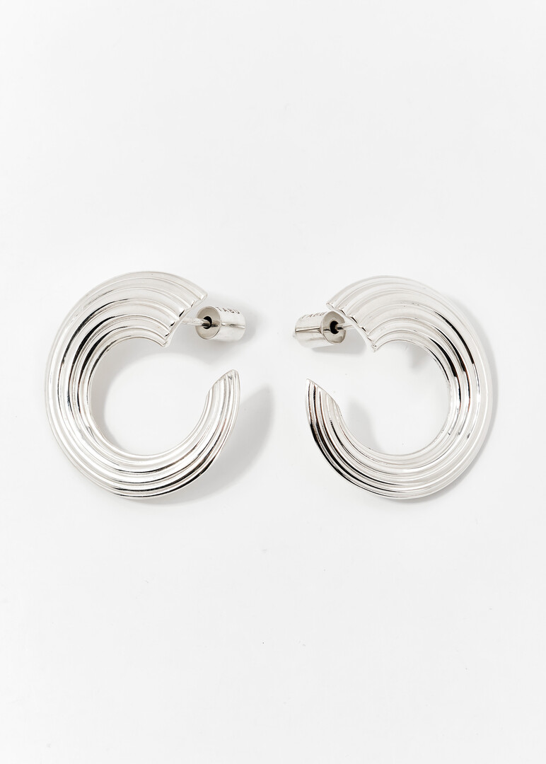 RIPPLE HORN Silver Hoop Earrings