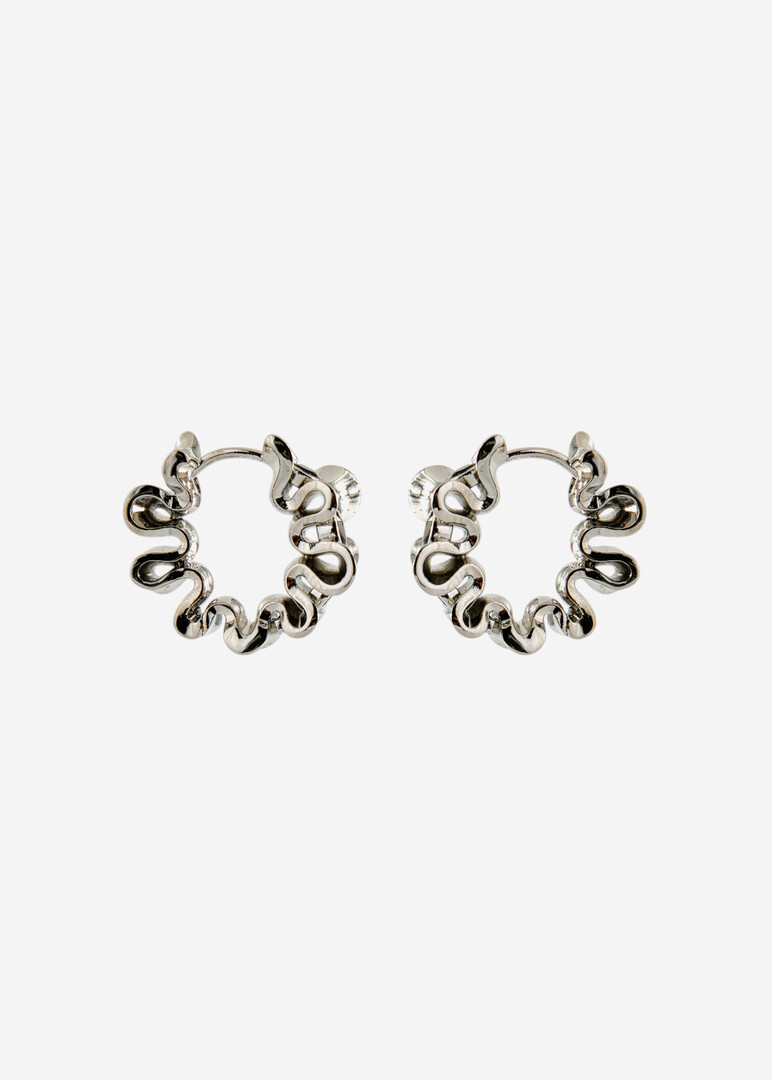 Silver earrings with black crystals