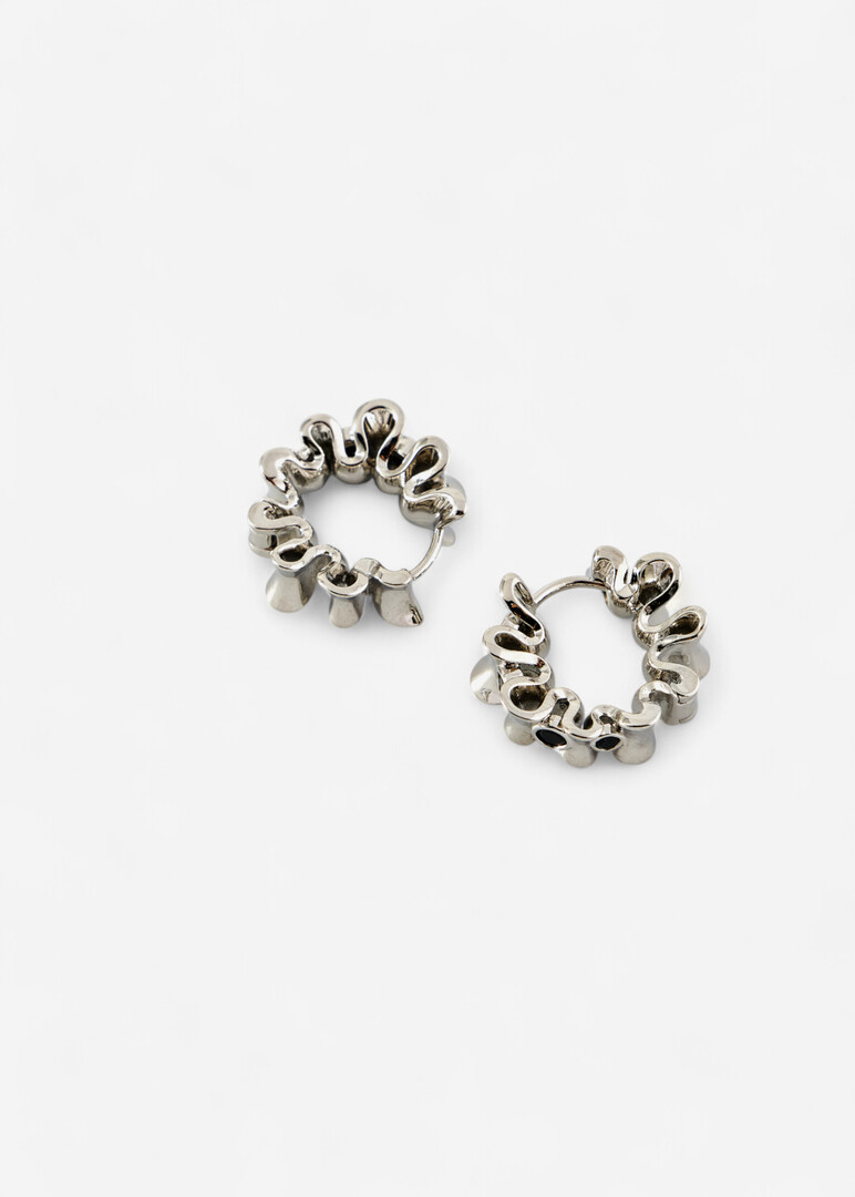 Silver earrings with black crystals