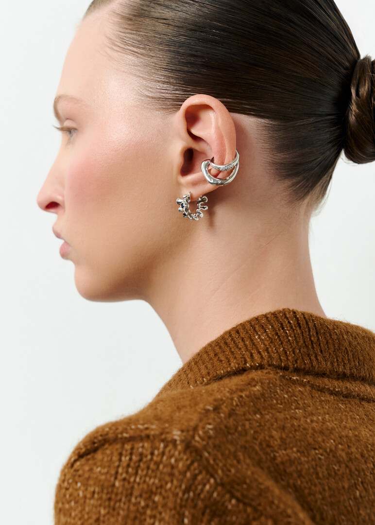 Silver earrings with black crystals