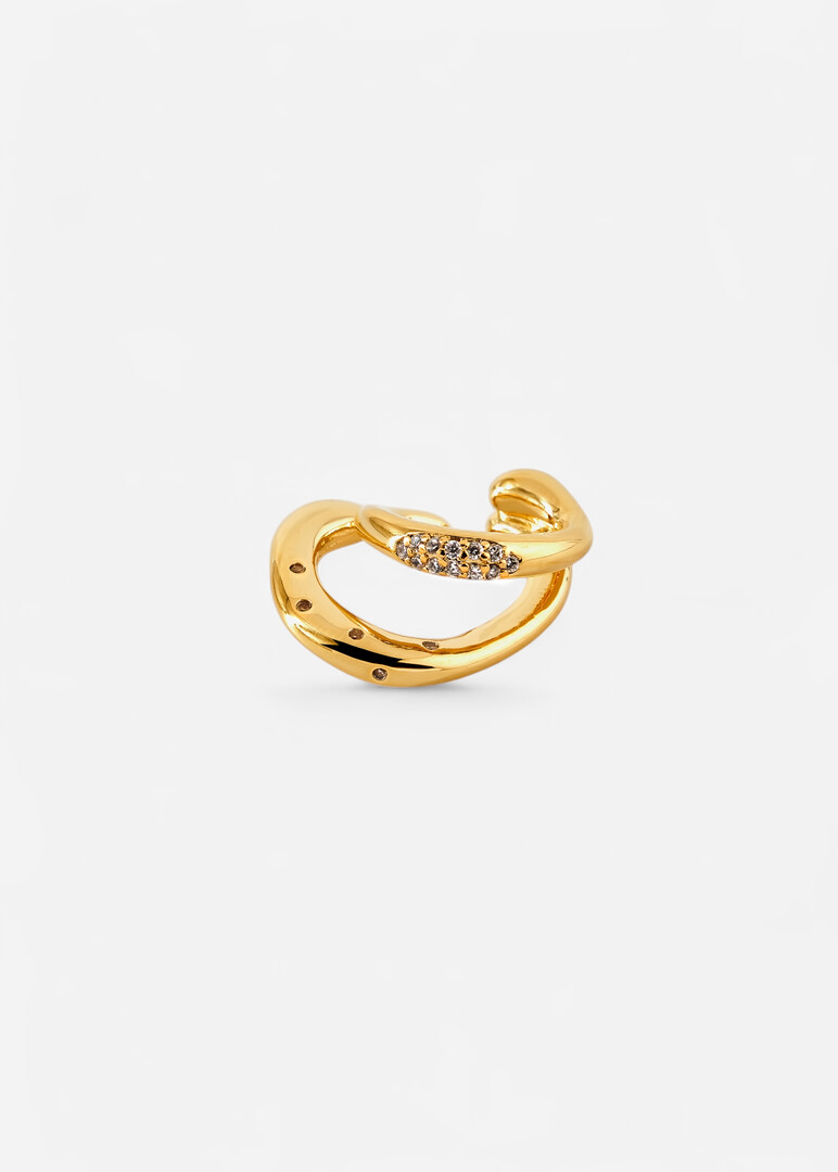 Gold-plated double cuff with crystals
