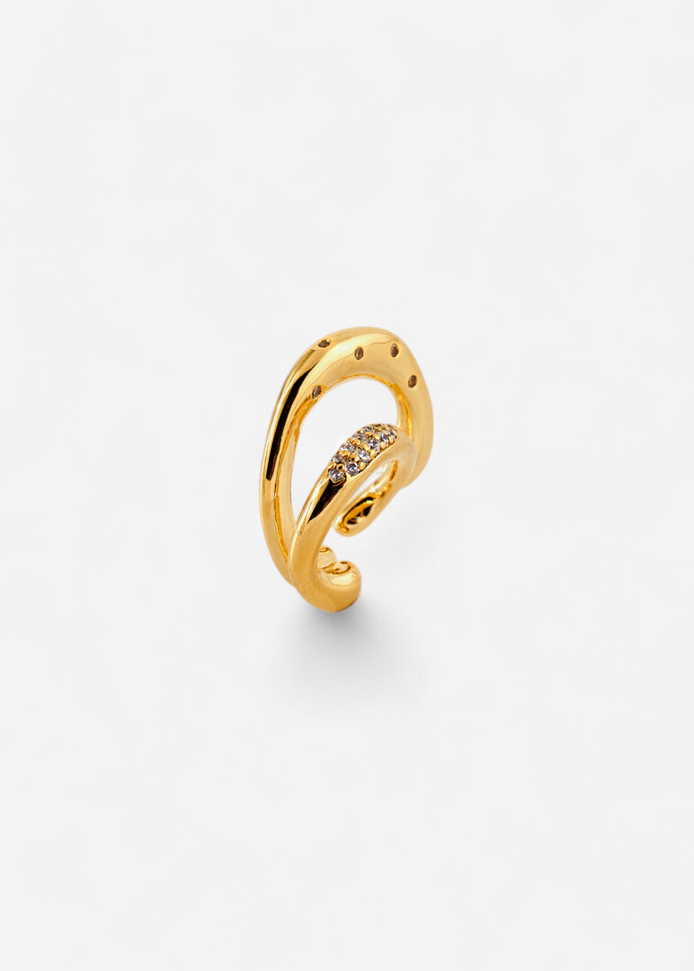 Gold-plated double cuff with crystals