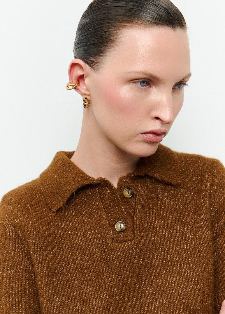 Gold-plated double cuff with crystals