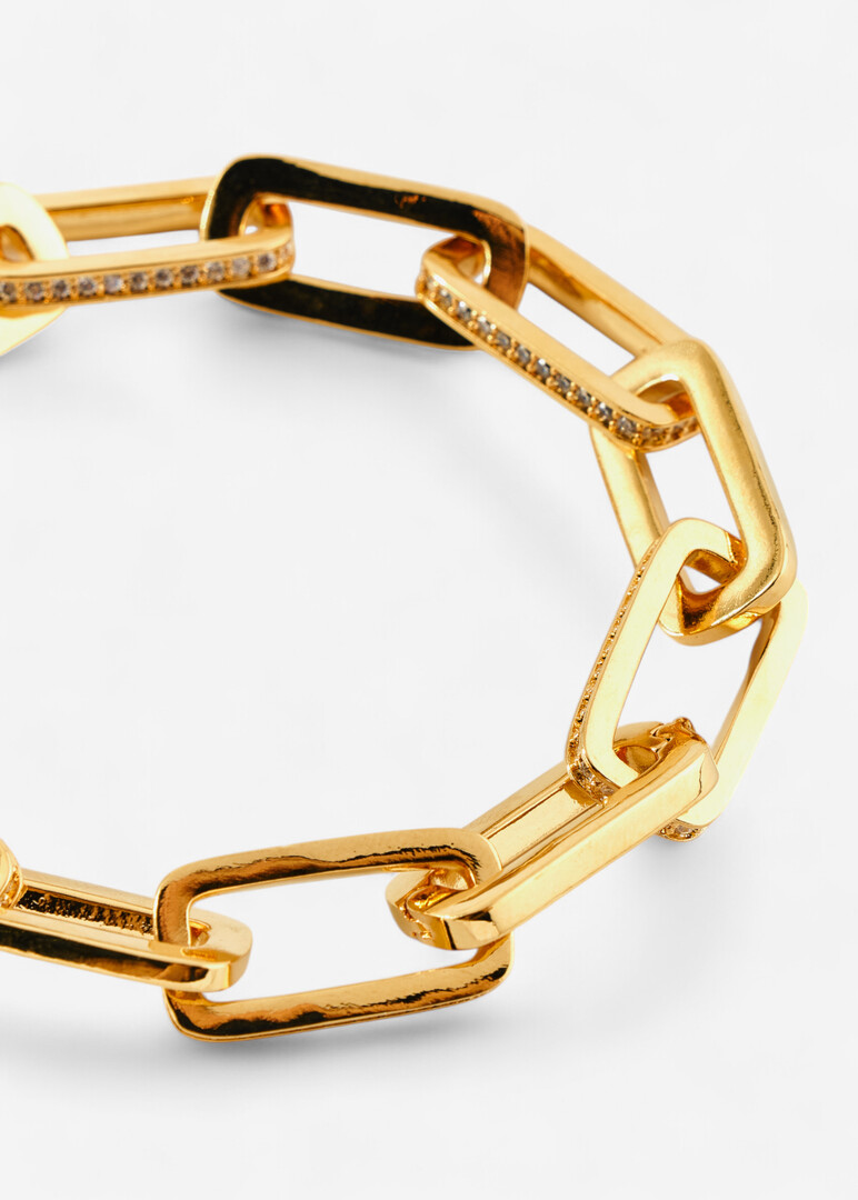Gold-plated bracelet with crystals