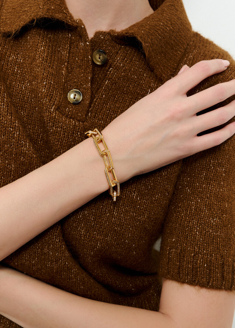 Gold-plated bracelet with crystals