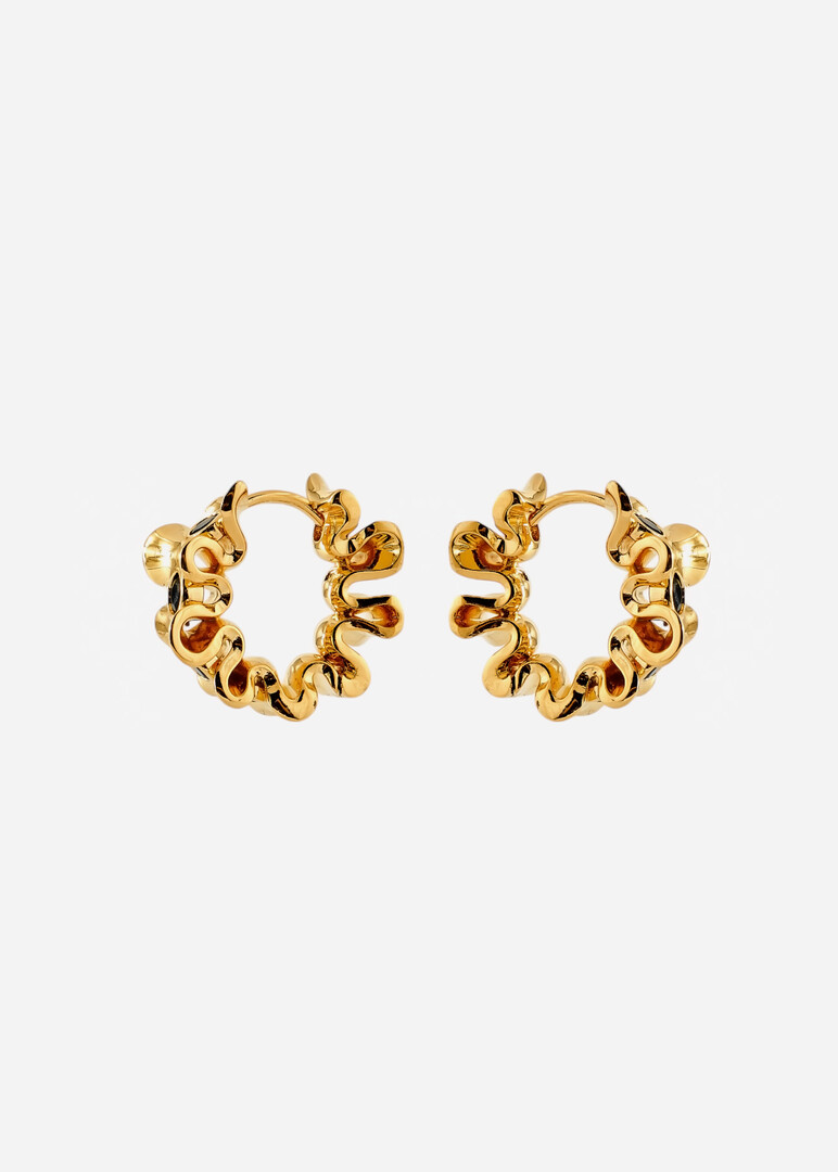 Gold-plated earrings with black crystals