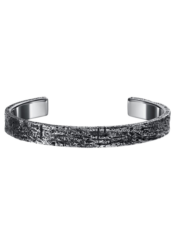 Жесткие браслеты Maximilian Silver Label Мужской жесткий браслет из серебра с текстурой камня