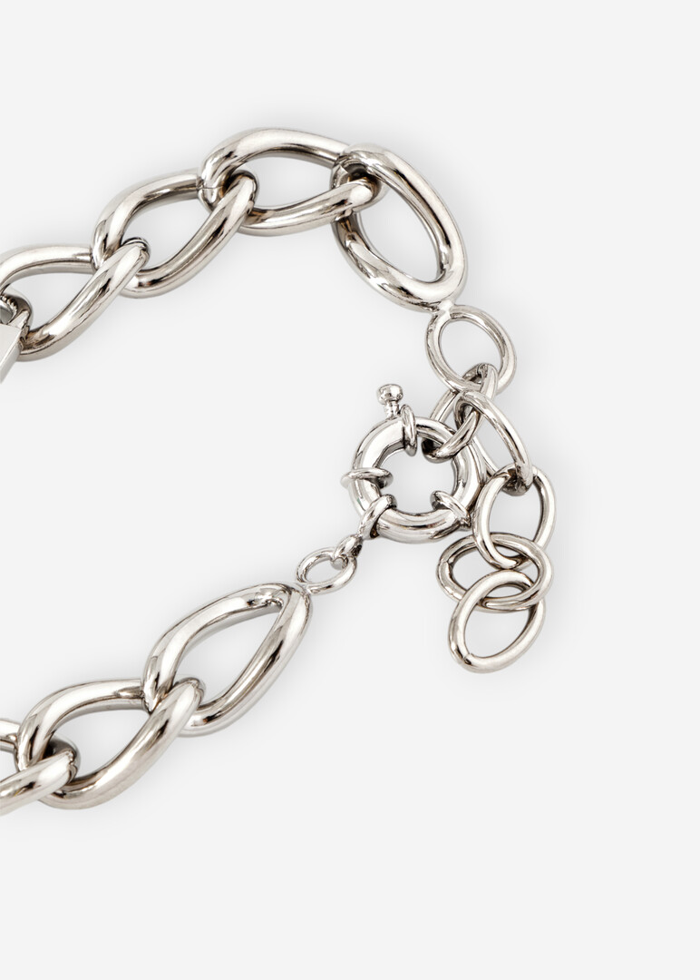 Silver chain bracelet with turquoise heart