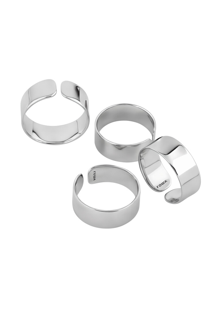 set of thin silver rings