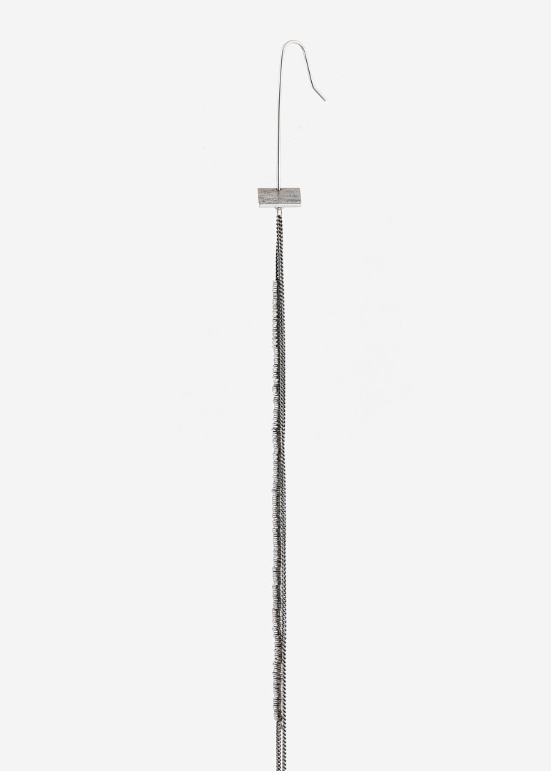 long silver single earring