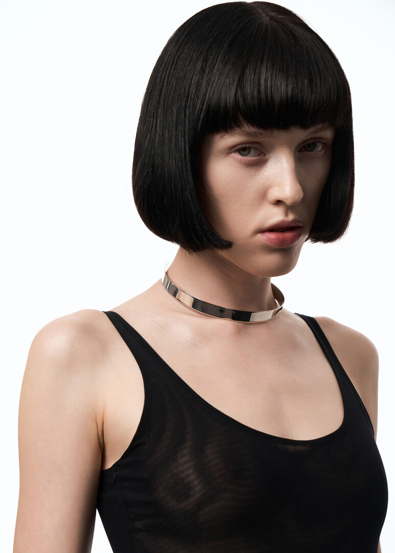 slim silver choker